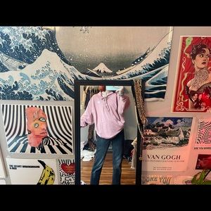 Pink Nike lace-up hoodie.